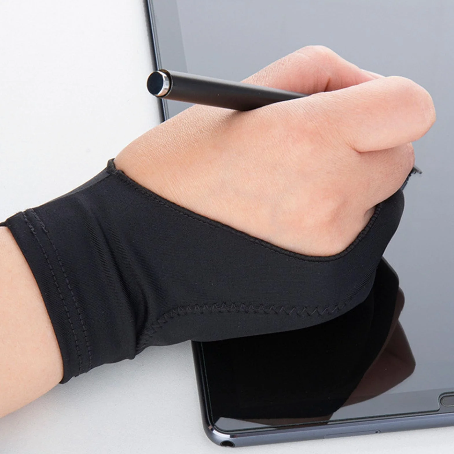 KIMISS Rysowanie Rękawicy do Tabletu, 3 -warstwowa Smudge Two Finger Artist Glove do Sztuki Cyfrowej, Szkicowanie, Kompatybilne z Tabletami i grafiką (M)