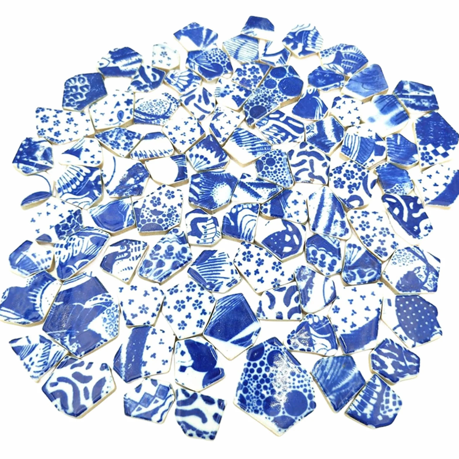 Płytki mozaikowe z ceramiki i porcelany - 500 g - Nieregularne, złamane płytki mozaikowe do kreatywnego wypoczynku, podłogi, kuchni, basenu, doniczek (Porcelana 02)