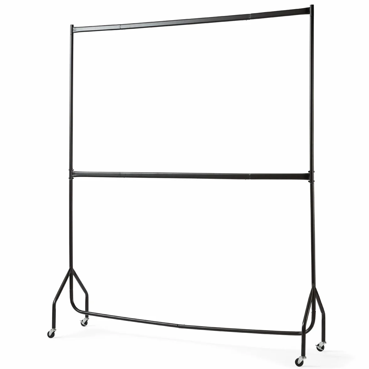 Wytrzymały drążek na ubrania dwupoziomowy wysokość 192 cm x 152 cm długości w kolorze czarnym - metal