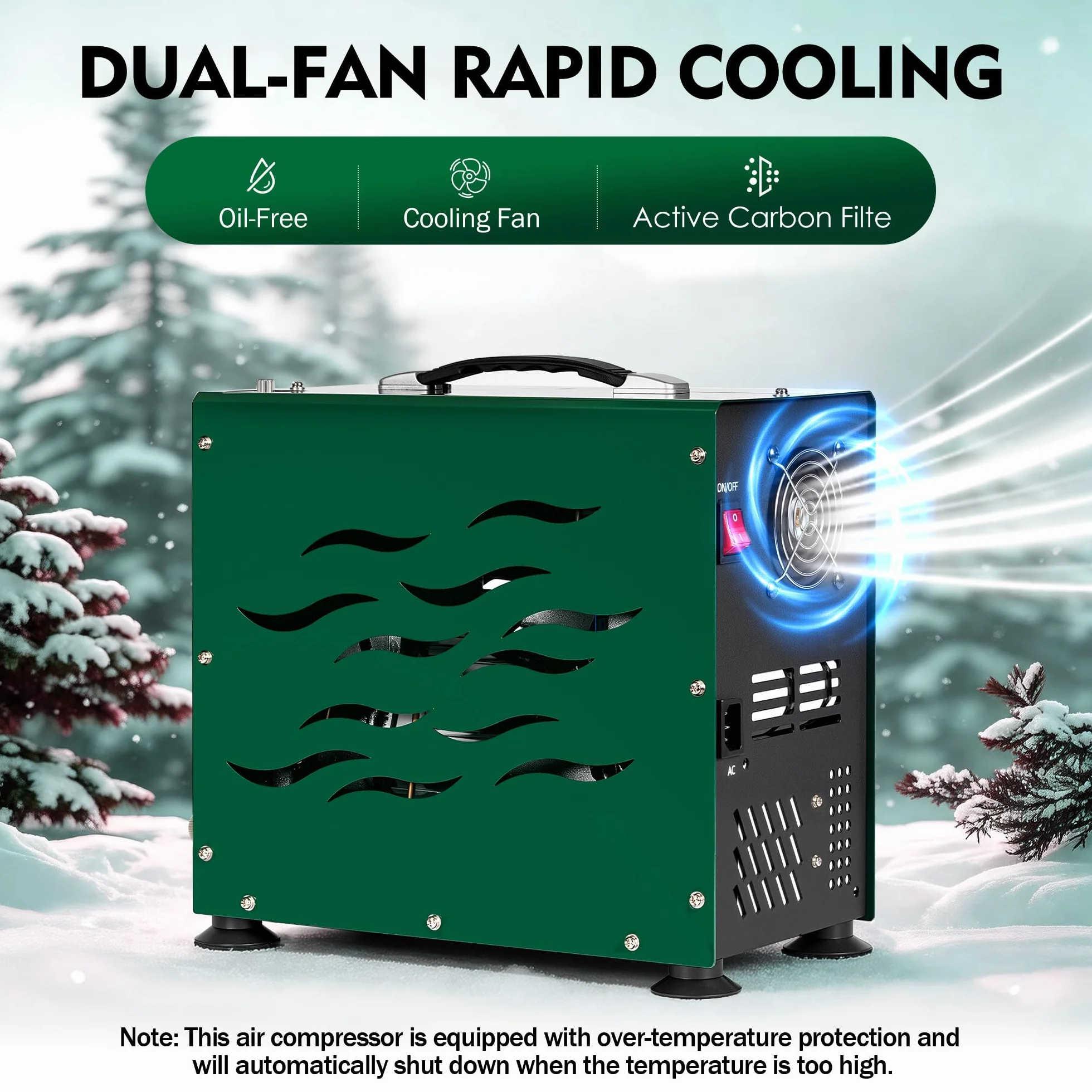 TUDIVING-300Bar Kompresor nurkowy, 800W dwucylindrowy kompresor powietrza PCP, kompresor wysokociśnieniowy z automatycznym zatrzymaniem, kompresor do nurkowania do napełniania 2L zbiornika nurkowego