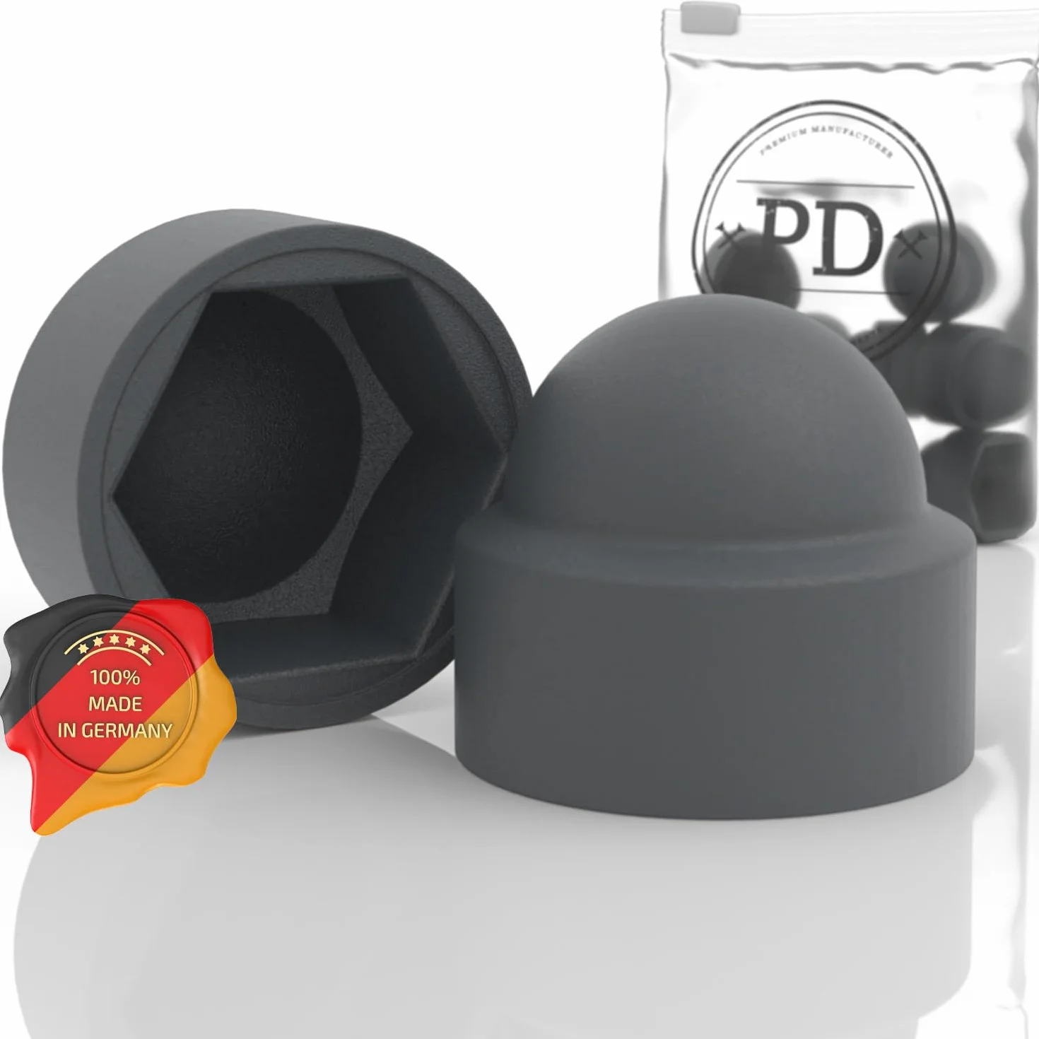 PD® Sześciokątne nakładki ochronne M8 (rozmiar klucza 13), antracytowe, z tworzywa sztucznego, trwałe zaślepki na nakrętki i łby śruby, antracytowe, 50 sztuk