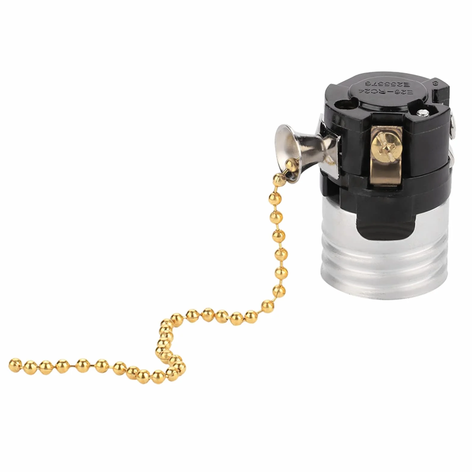 Świetlne Gniazdo, Uchwyt Podstawy Lampy, śruba E27 Kompatybilny Styl Vintage, Prosty Wzór Domu, Kuchnia, Bar z łańcuchem Ciągniętym (GOLD)