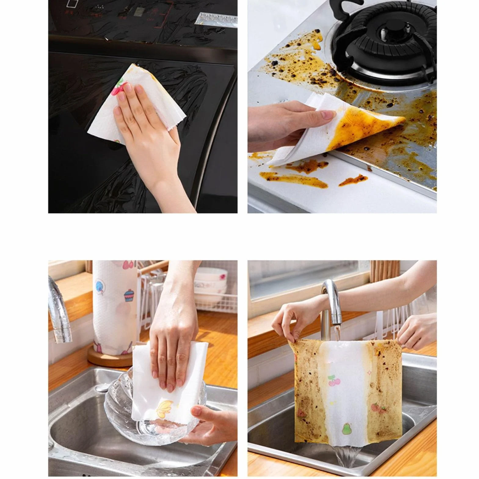 Ręczniki Papierowe Kuchenne, Ręczniki Papierowe z Recyklingu na Mokro, Jednorazowe Ręczniki Papierowe Kuchenne, Wygodne, Praktyczne, Wielofunkcyjne Rolki Ręczników Papierowych do