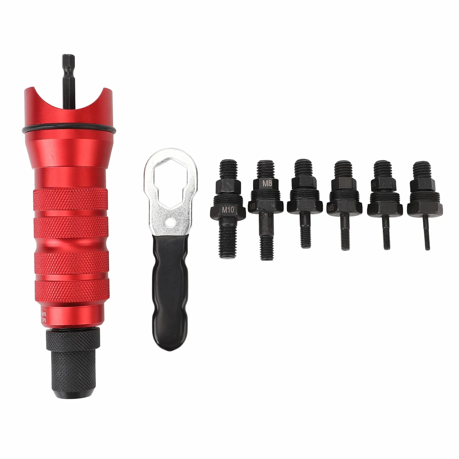 Zestaw adaptera do elektrycznej wiertarki nitowej Przenośny Mocny z 6 wymiennymi głowicami Bezprzewodowy pistolet do nitowania Adapter do instalacji Konserwacja Budynek Winda
