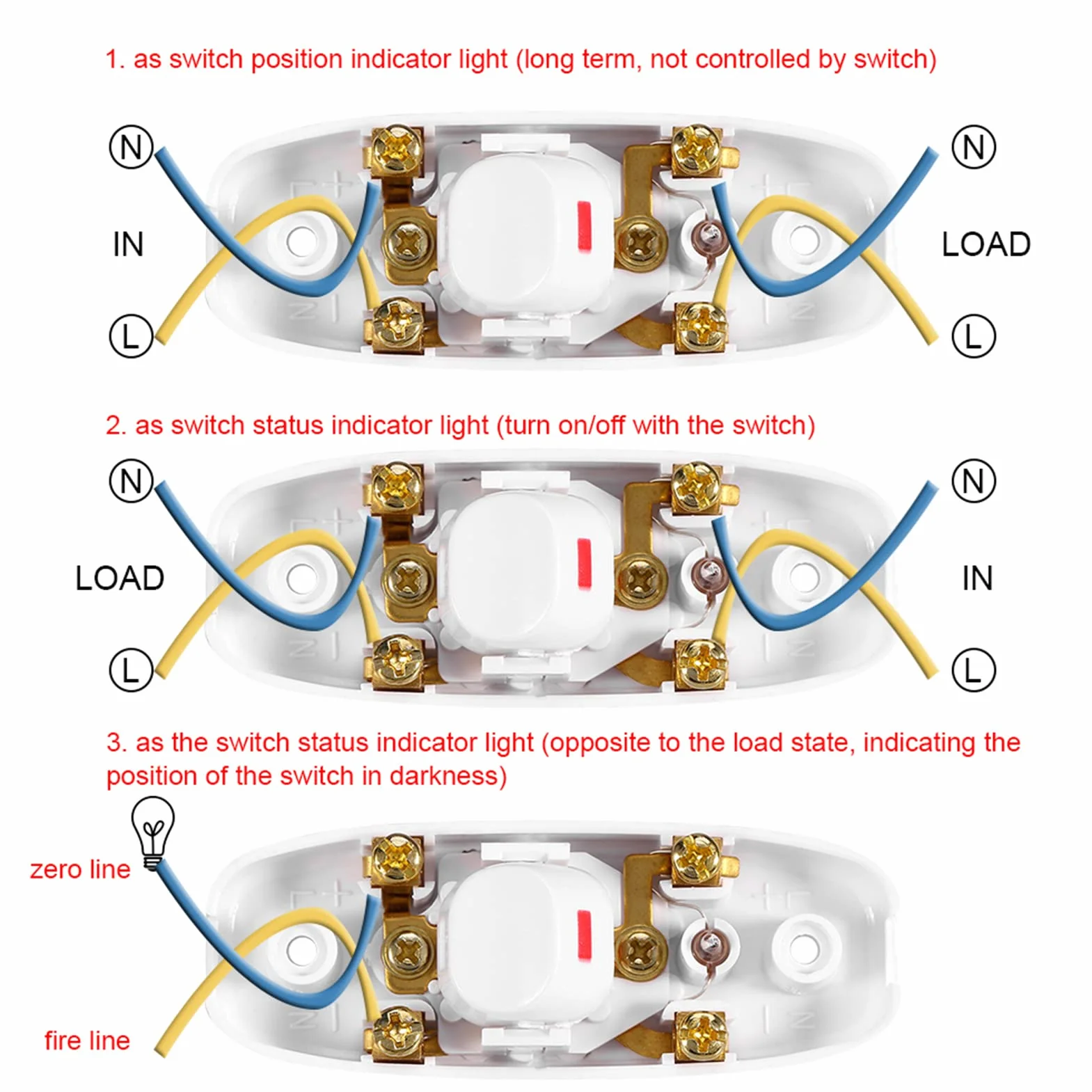 Włącznik/wyłącznik Włącznik Lampy, AC 250V 10A Inline ON/OFF stół Biurkowy Przewód do Lampy Przełącznik Kablowy z lampką kontrolną LED (Biały)