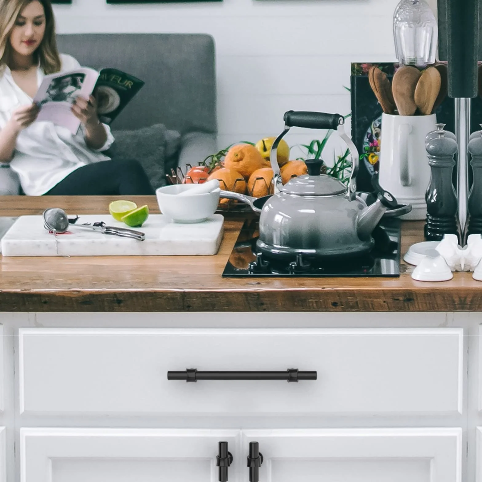 FURNIWARE 10 sztuk uchwytów meblowych, 160 mm, odstęp między otworami, uchwyty meblowe, uchwyty do szafy, do szafek kuchennych, do drzwi łazienkowych, szafy na ubrania, matowy czarny