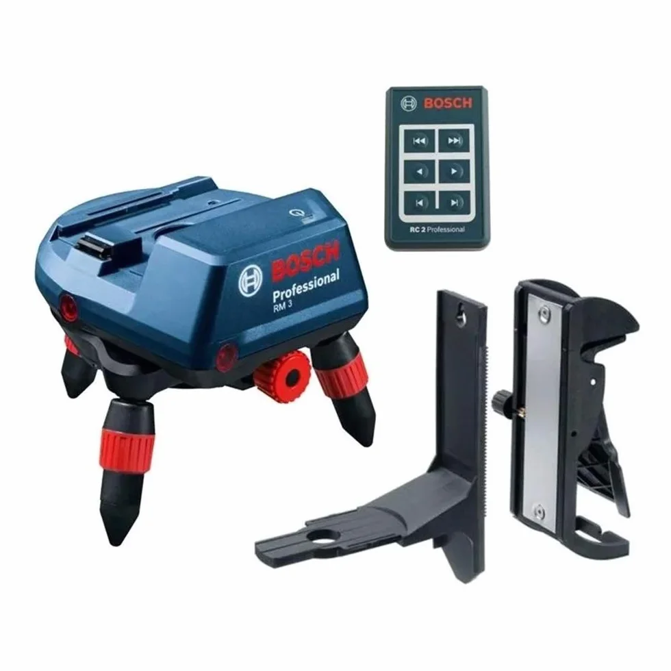 Bosch Professional RM 3 uchwyt silnikowy (z Bluetooth dla GCL 2-50 C/CG wraz z bateriami (RM 3 + RC 2 + baterie + BM 3 klips + adapter)