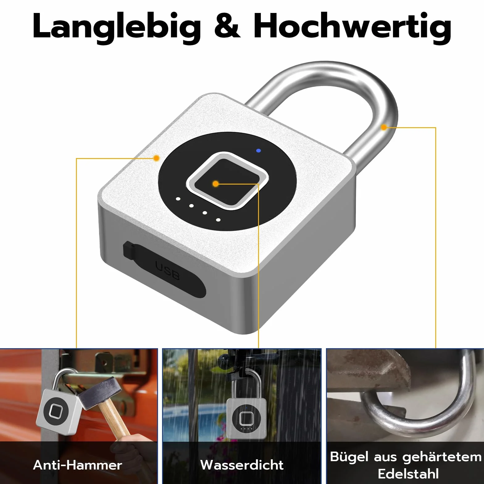 Eseesmart Zamek odcisk palca, kłódka do studia fitness, odblokowywanie odcisków palców Bluetooth IOS Watch, wodoszczelna kłódka do bagażu, magazynów, samochodów towarowych, garażu, szafki