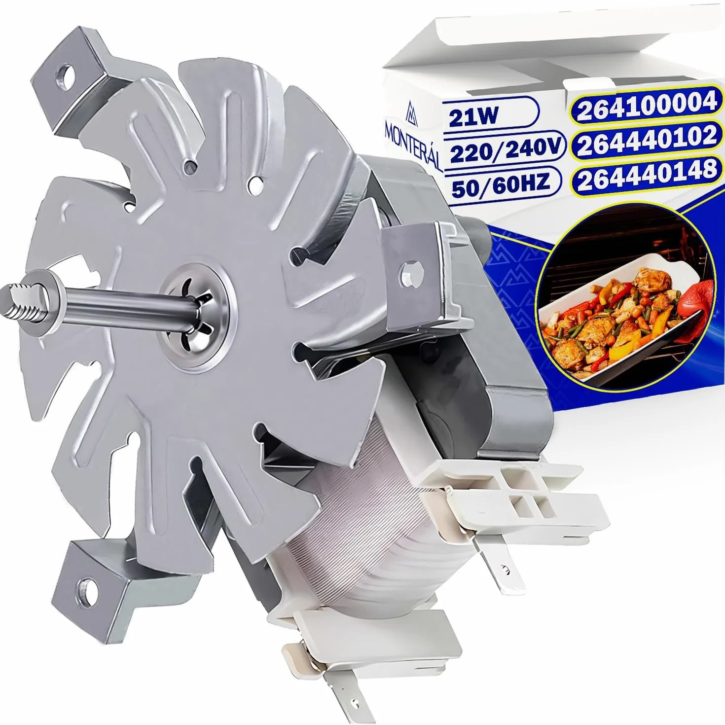 Silnik wentylatora konwekcyjnego 220/240V 21W z oryginalnym kodem 264100004 264440102 264440148 dla Beko - 10 lat - MONTERAL