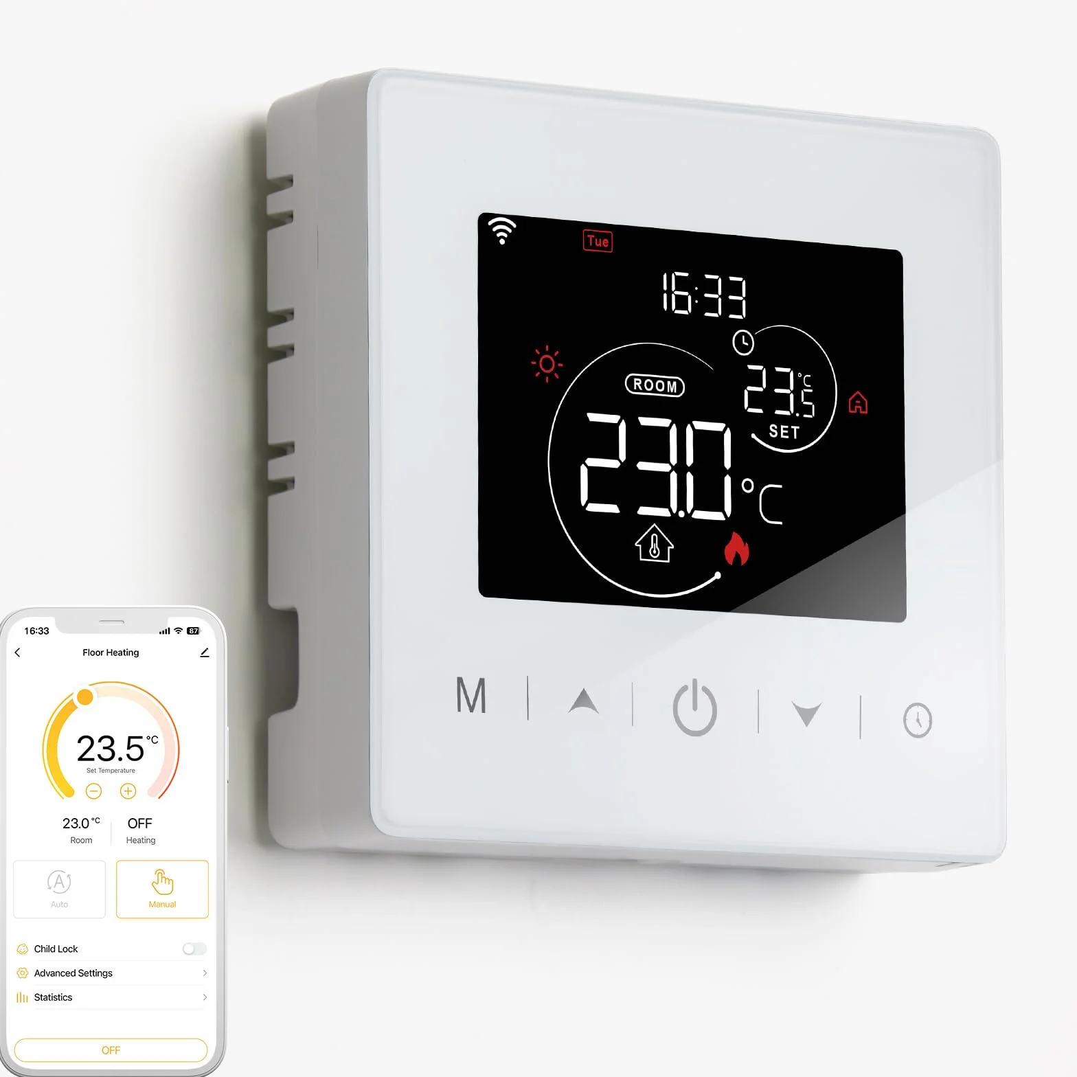 Termostat WiFi do ogrzewania kotła, inteligentny termostat do kotła kombi, kompatybilny z aplikacją Tuya, 2-przewodowy programowalny cyfrowy termostat bezprzewodowy ze sterowaniem głosowym, zasilanie