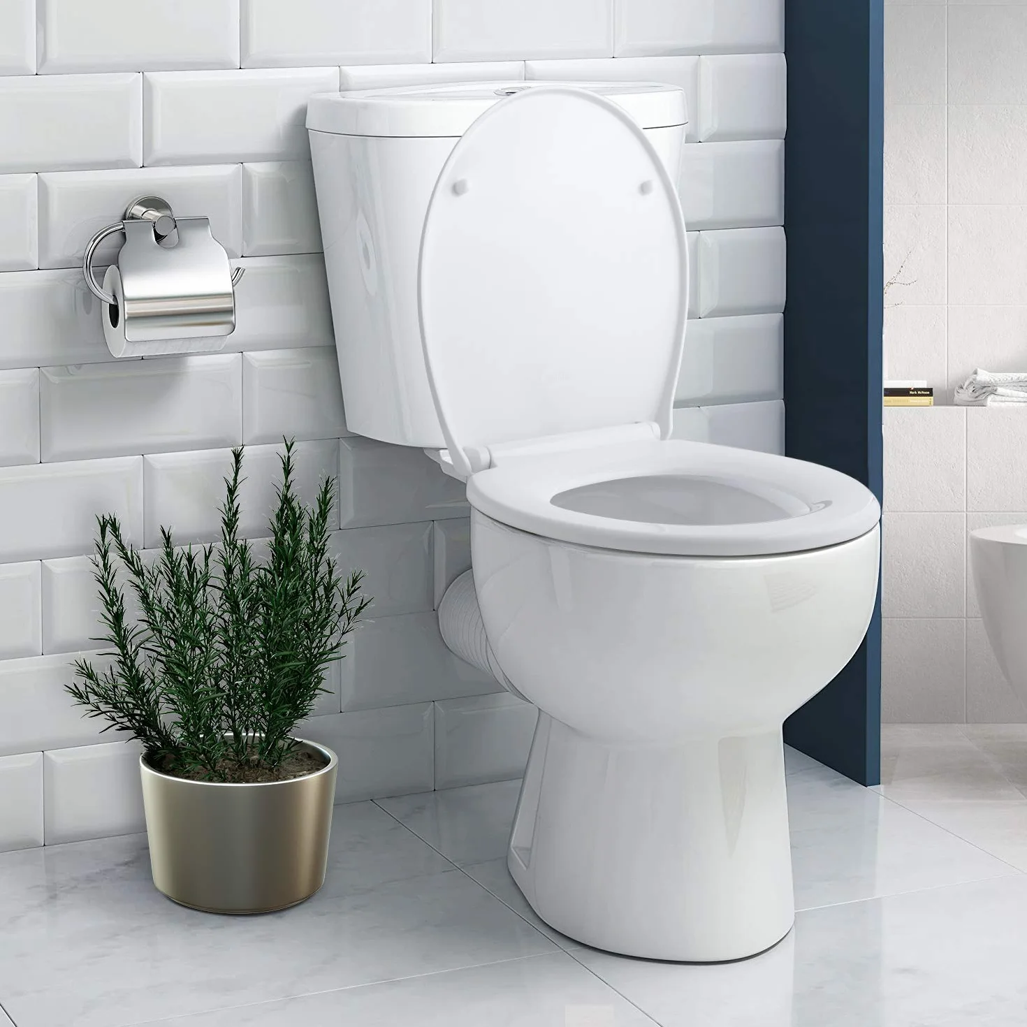 Himimi Pokrywa WC amortyzowana uniwersalny zamek szybki zwalnianie plastik antybakteryjny biały U-kształtna 45.2x39.29x6.2 cm