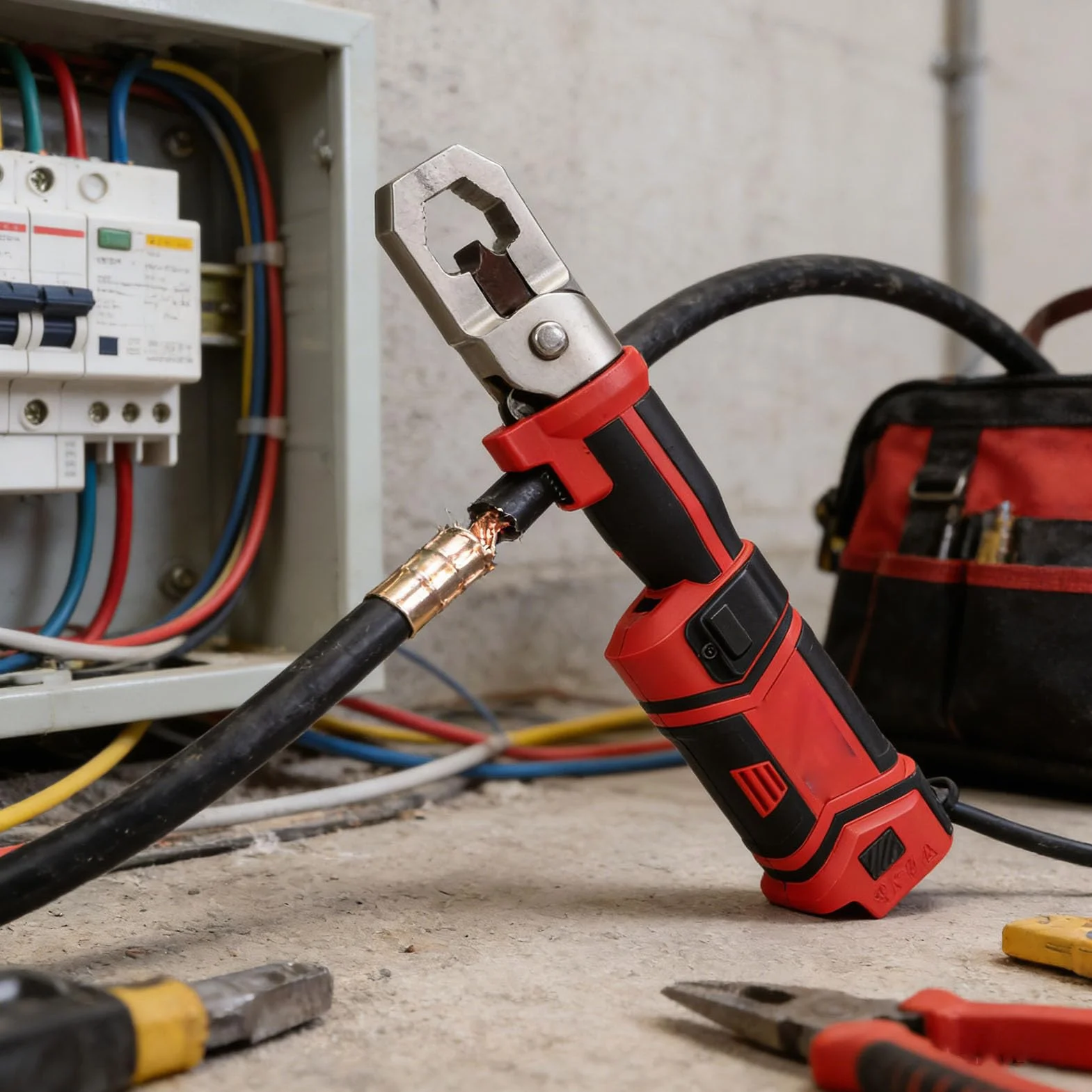 TOPINCN Przecinak do Prętów Hydraulicznych 30 Mm, Wytrzymałe Narzędzie do Cięcia Drutu 60KN, Elektryczna Grzechotka Liny Stalowej, Splotka Stalowa, łańcuch żelazny
