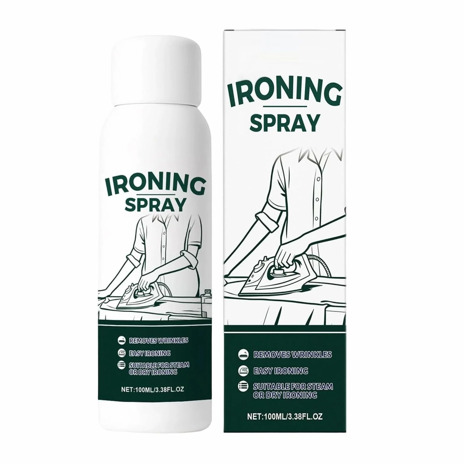 Fabric Iron Starch Spray do ubrań - 100 ml Travel Size | Heavy Hold Remover for Cotton Wool Linen Polyester Silk, Refresh and Protect Garments and Bed Sheets