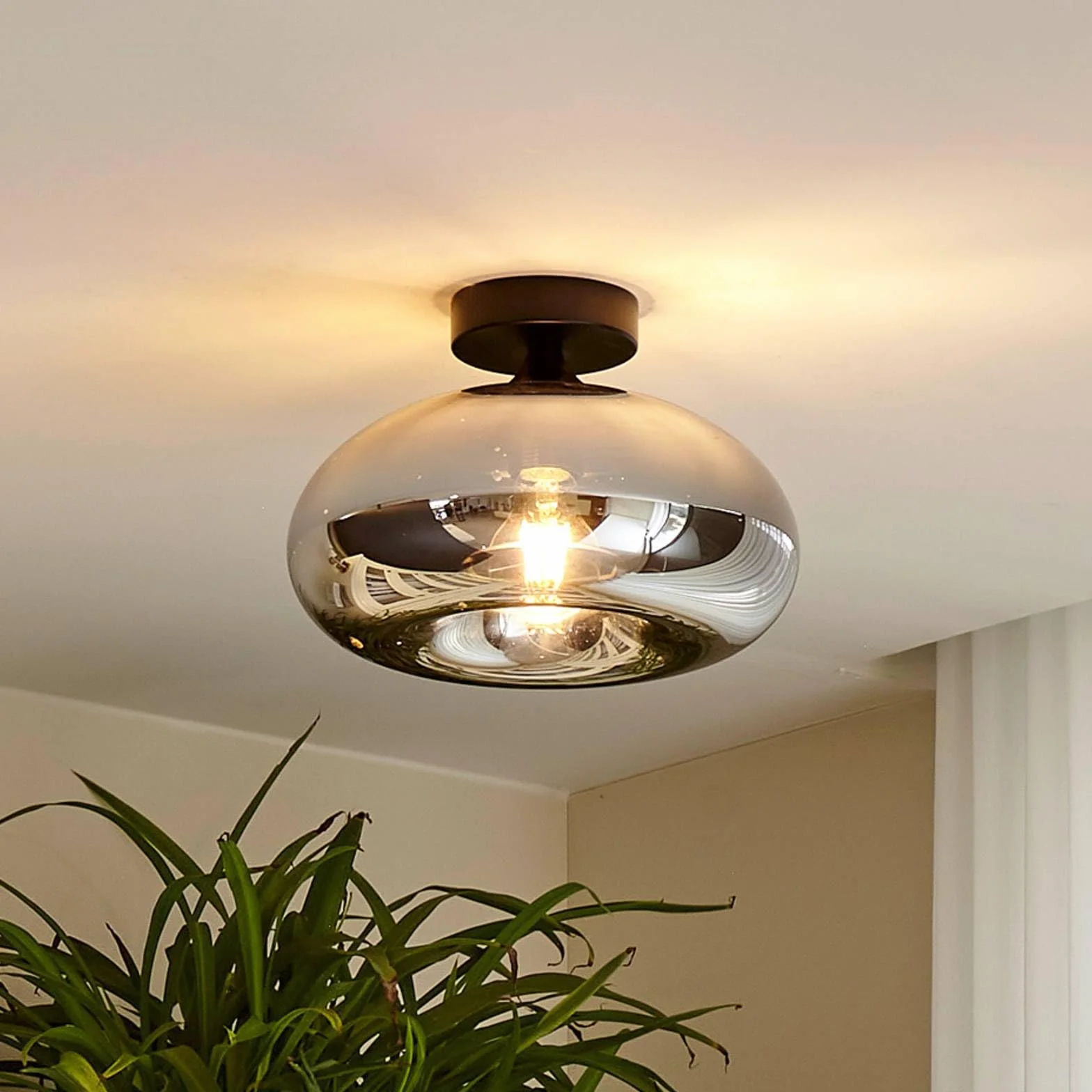 Lindby lampa sufitowa 'Zehra', styl nowoczesny, m. in. do przedpokoju, kolor aluminiowy, szary, cynkowy, szkło, żarówka E27