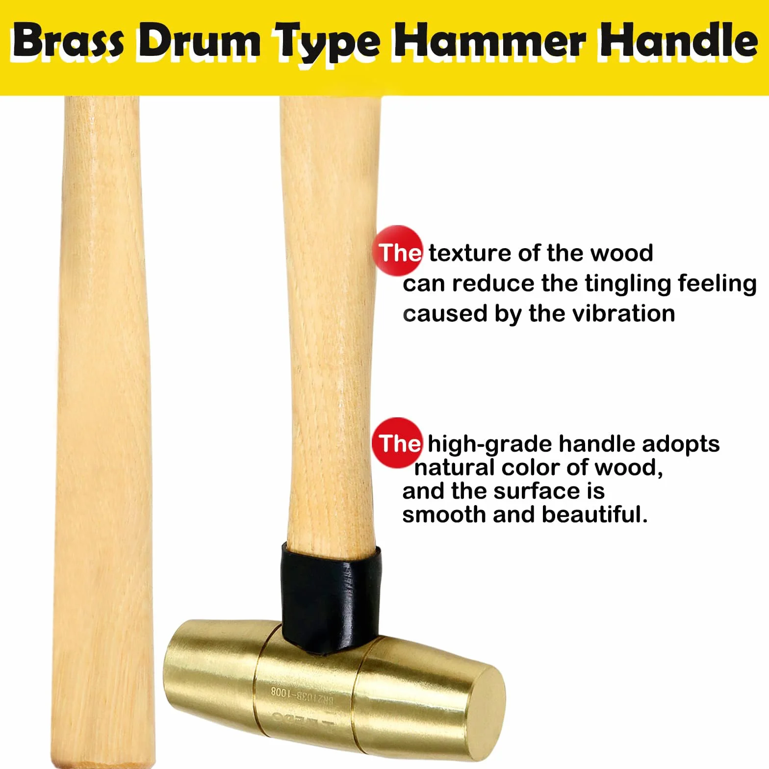 WEDO Club Hammer, młotek kowalski, mosiężny młotek z drewnianym uchwytem, niemagnetyczny, kuty, odporny na korozję, standard DIN, 5 funtów (2250 g), 400 mm