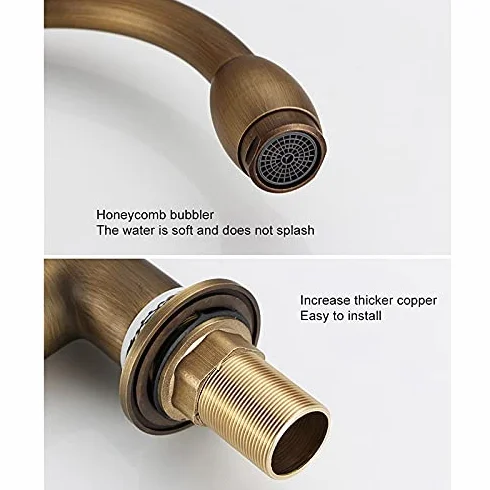 Faucet Bateria zlewozmywakowa do baru komercyjnego, baterie kuchenne, kran z mieszaczem z antycznego brązu z ceramicznym dźwigiem, kran zlewozmywakowy na zimno i na gorąco, miksery wody Faucet