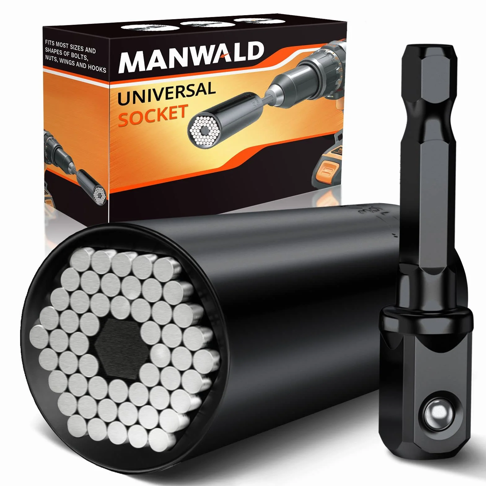 MANWALD Uniwersalne narzędzia nasadowe, narzędzie mechaniczne z super gniazdem, prezenty dla mężczyzn dla niego taty na Boże Narodzenie, 2 szt., czarne