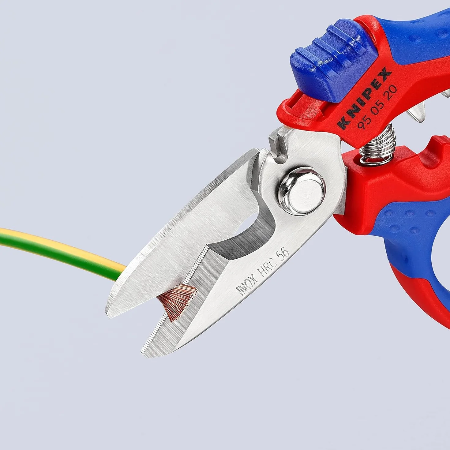 KNIPEX Nożyczki kątowe dla elektryków polerowana na wysoki połysk Z wielokomponentowymi nasadkami, wzmacniane włóknem szklanym 180 mm, 95 05 20 SB