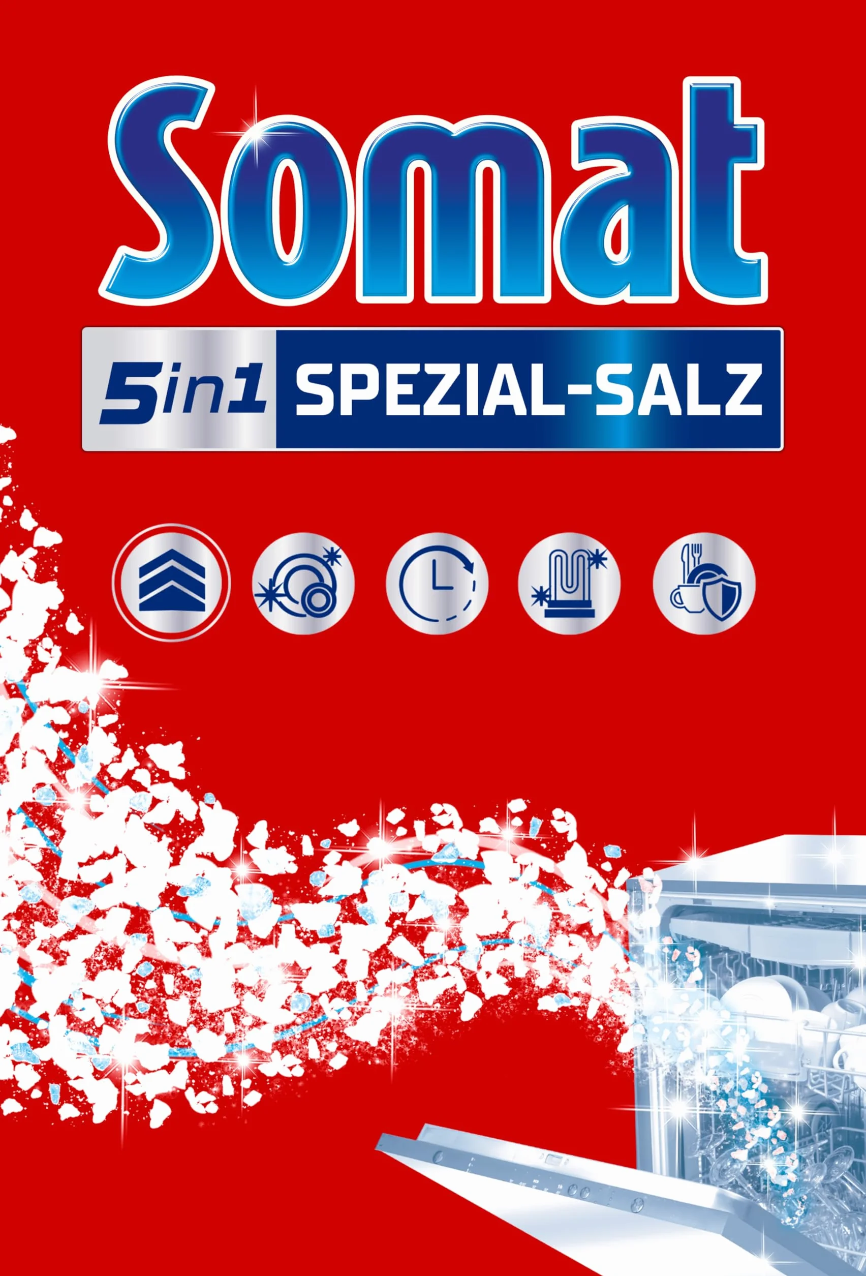 SOMAT Specjalna sól (1,2 kg), sól do mycia w zmywarce zapewnia większą wydajność zmywania naczyń, zmiękczacz wody do zmywarki działa przeciwko osadzaniu się kamienia dla uzyskania błyszczących
