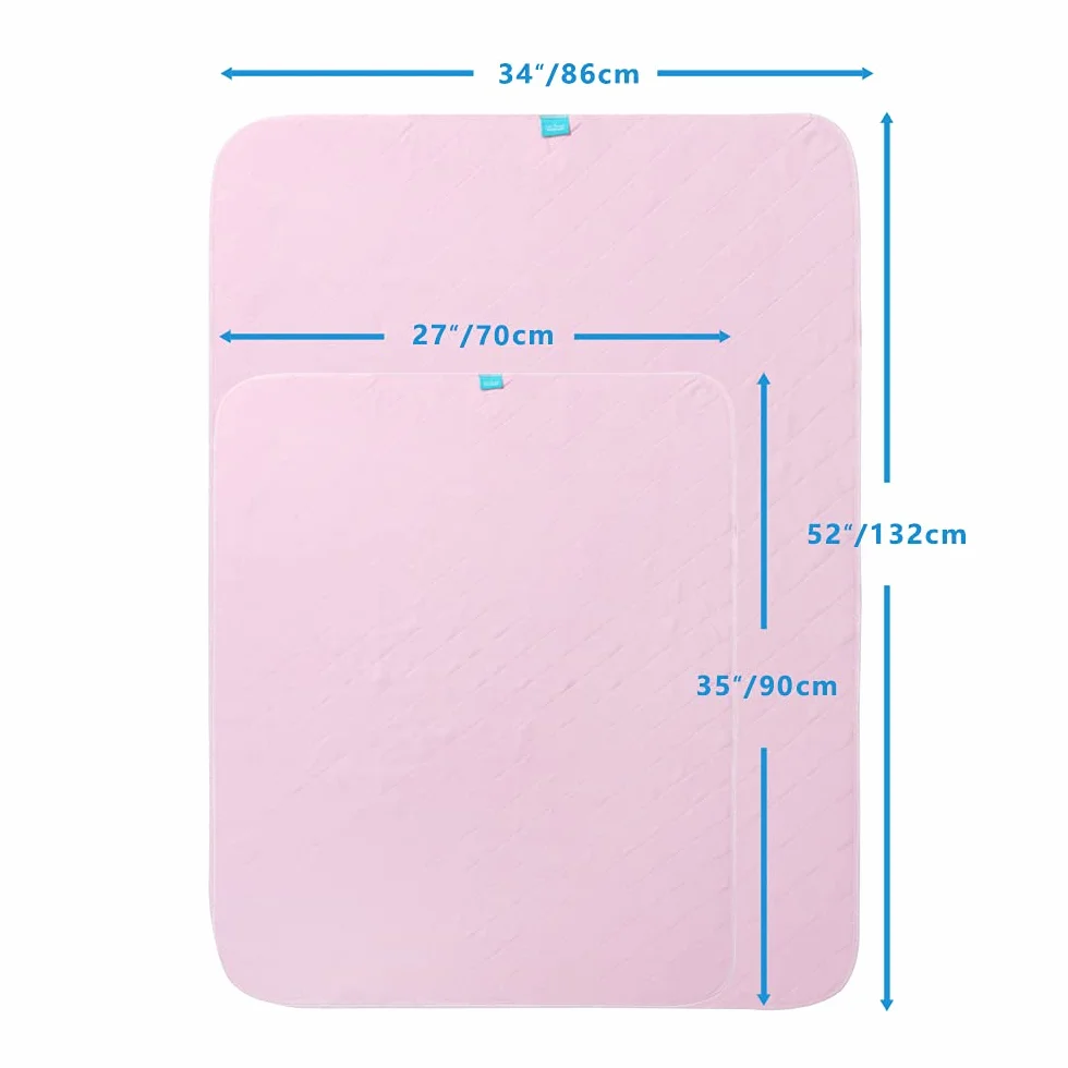 Nieprzemakalna mata ochronna na materac, Absorberende pads,zmywalna - 70x90 cm, różowa.