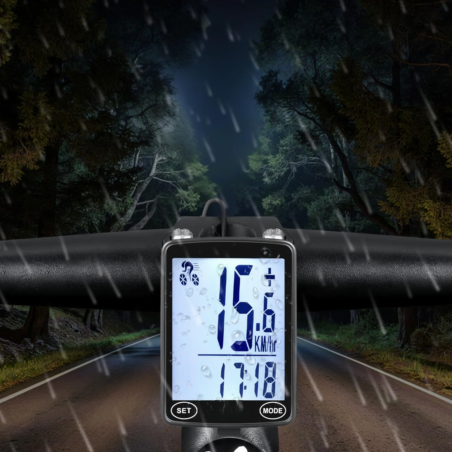 Komputer rowerowy bezprzewodowy, ekran LCD 6.1 cm, automatyczne podświetlenie, uniwersalne 24 funkcje, wodoodporność IPX6, prędkościomierz rowerowy i licznik kilometrów, odpowiedni do jazdy na