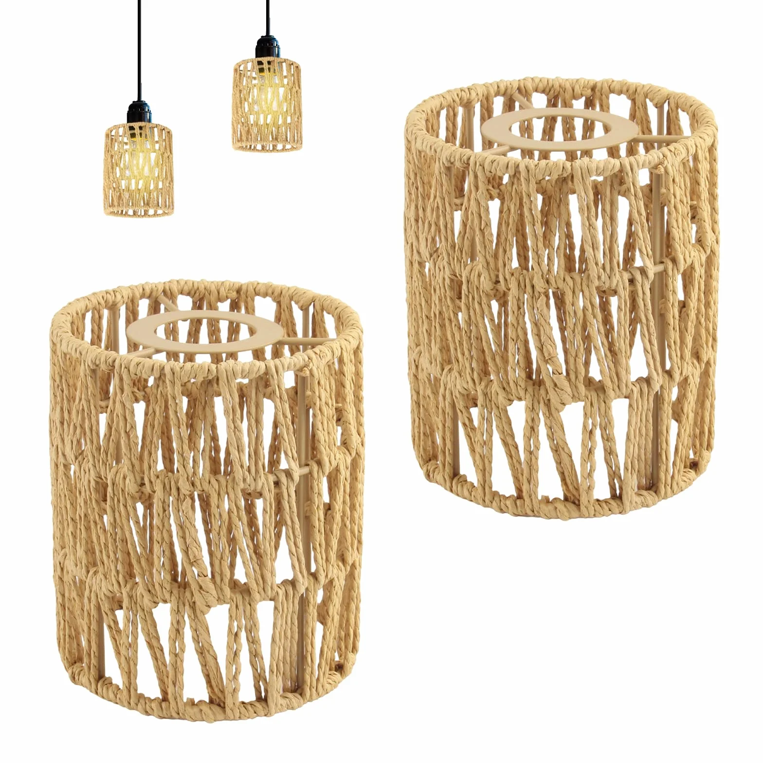 RYAN 2 sztuki rattanowy klosz Ø 120 mm klosz lampy w stylu boho klosze lampy do żyrandola lampa sufitowa lampa stołowa lampy