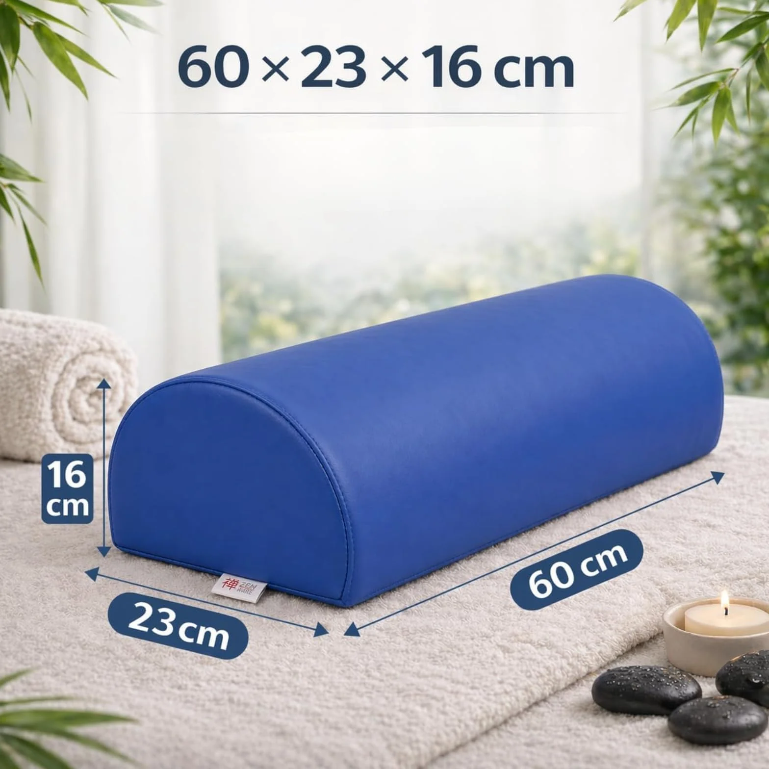 Zen 3/4 rolka do masażu – sztuczna skóra PU – obszar szyi lub kolan do wszystkich ławek do masażu, leżaków terapeutycznych i fizjoterapii (królewski niebieski)