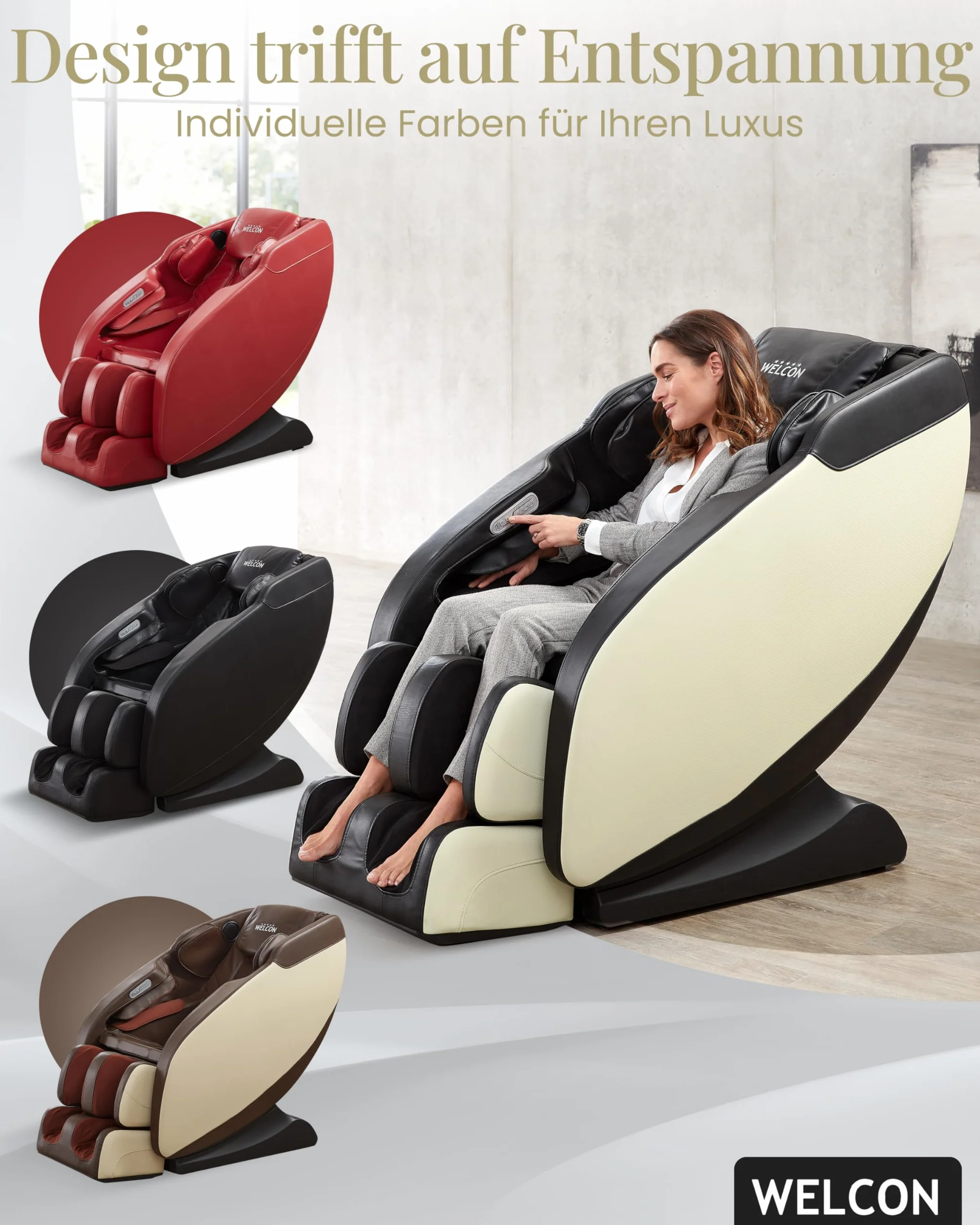 WELCON Fotel do masażu Prestige II 3D Zero Gravity z ogrzewaniem czarno-biały