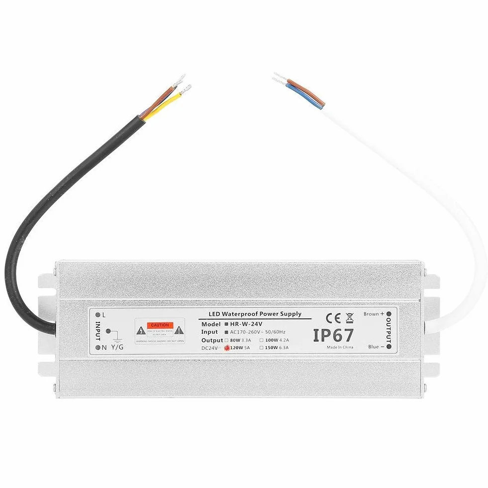 Zasilacz LED, 24 V 120 W 5 A LED listwa świetlna zasilacz IP67 wodoszczelny sterownik LED transformator zasilacz