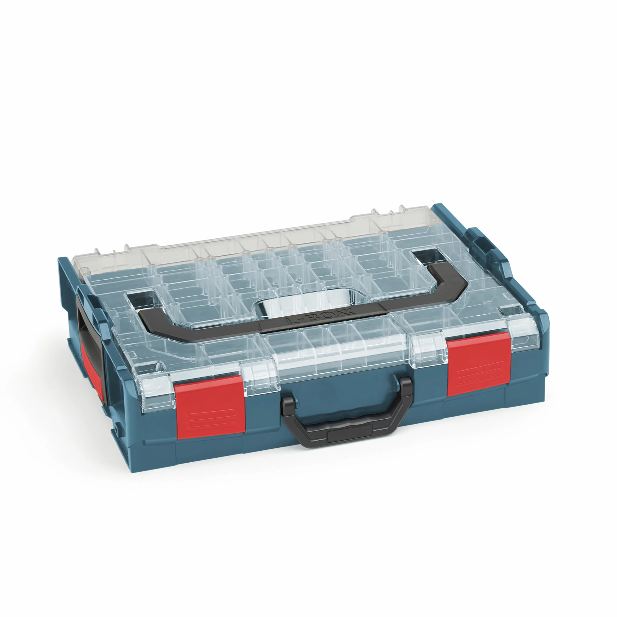 Sortimo Bosch L-BOXX 102 profesjonalna walizka narzędziowa z tworzywa sztucznego, niebieska, przezroczysta pokrywka z zestawem pojemników F3, pudełka do sortowania małych części | idealny system przechowywania małych części