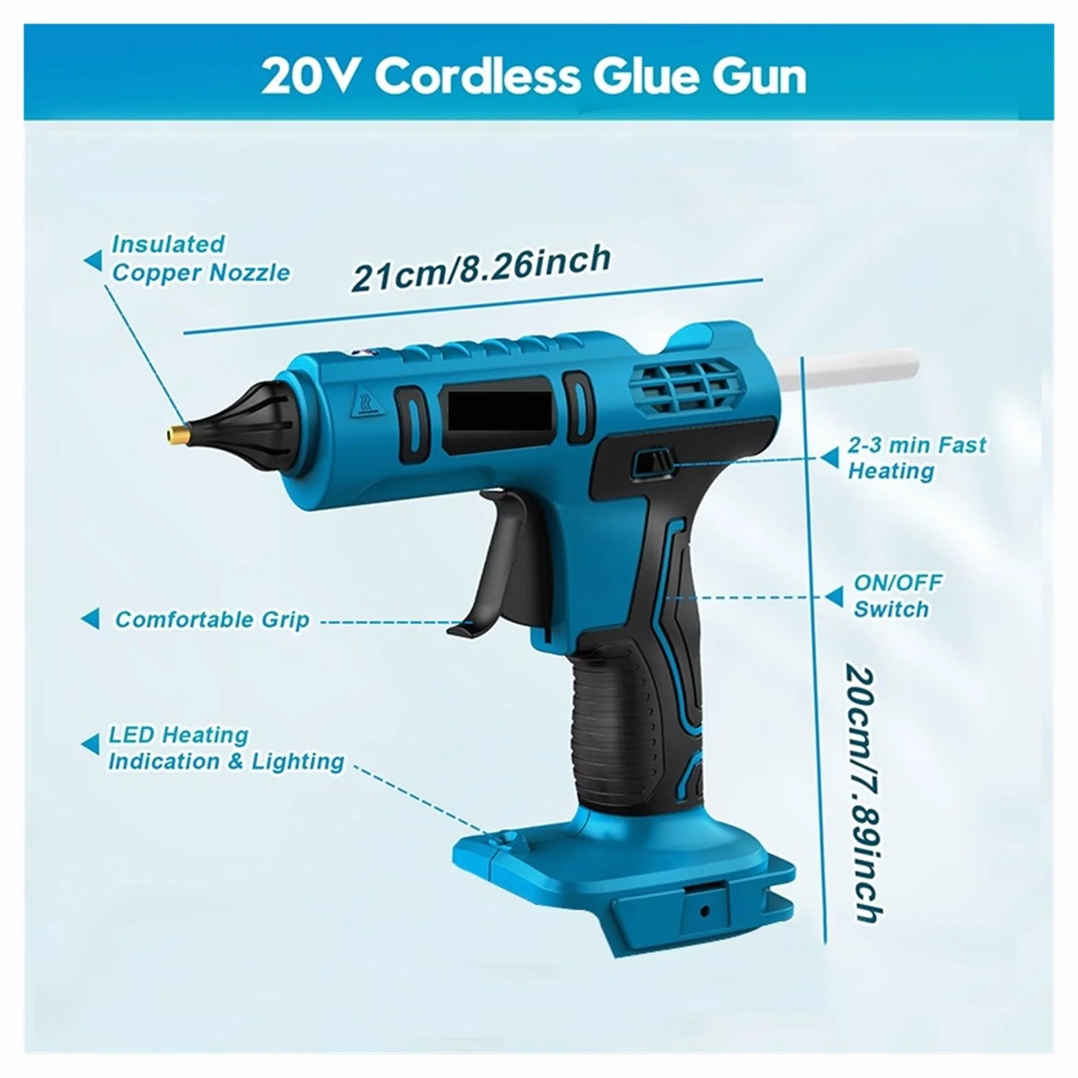 Pistolet do Kleju, 100W elektryczny pistolet do klejenia na gorąco bezprzewodowy elektryczny chwytak do kleju 11mm klej w sztyfcie spawanie na gorąco pistolet na gorącą wiatrówkę