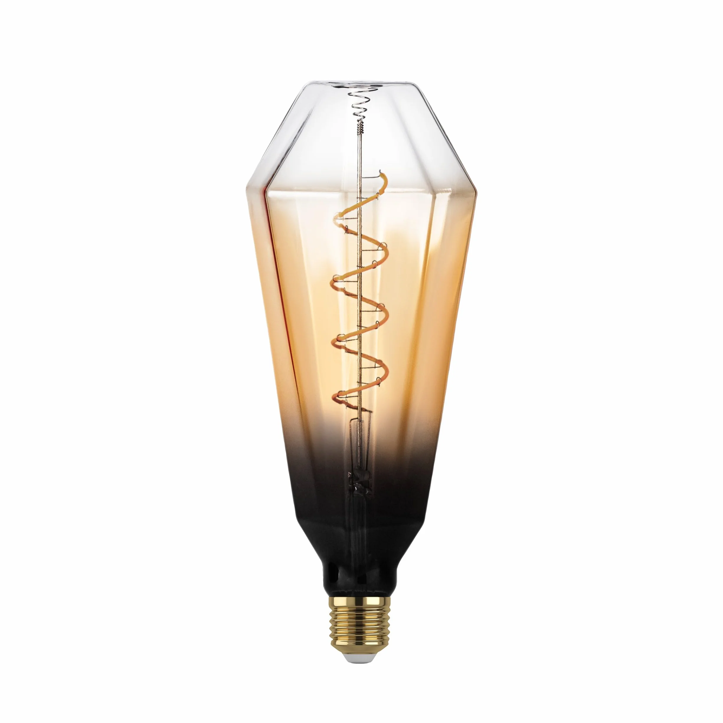 EGLO XXL E27 lampa ściemnialna, spiralna żarówka LED retro duży rozmiar, ekstra duży vintage dekoracyjny źródło światła w żółtym i czarnym, 4 W, 120 lumenów, ciepła biel, 1700 K, długość 24,5 cm