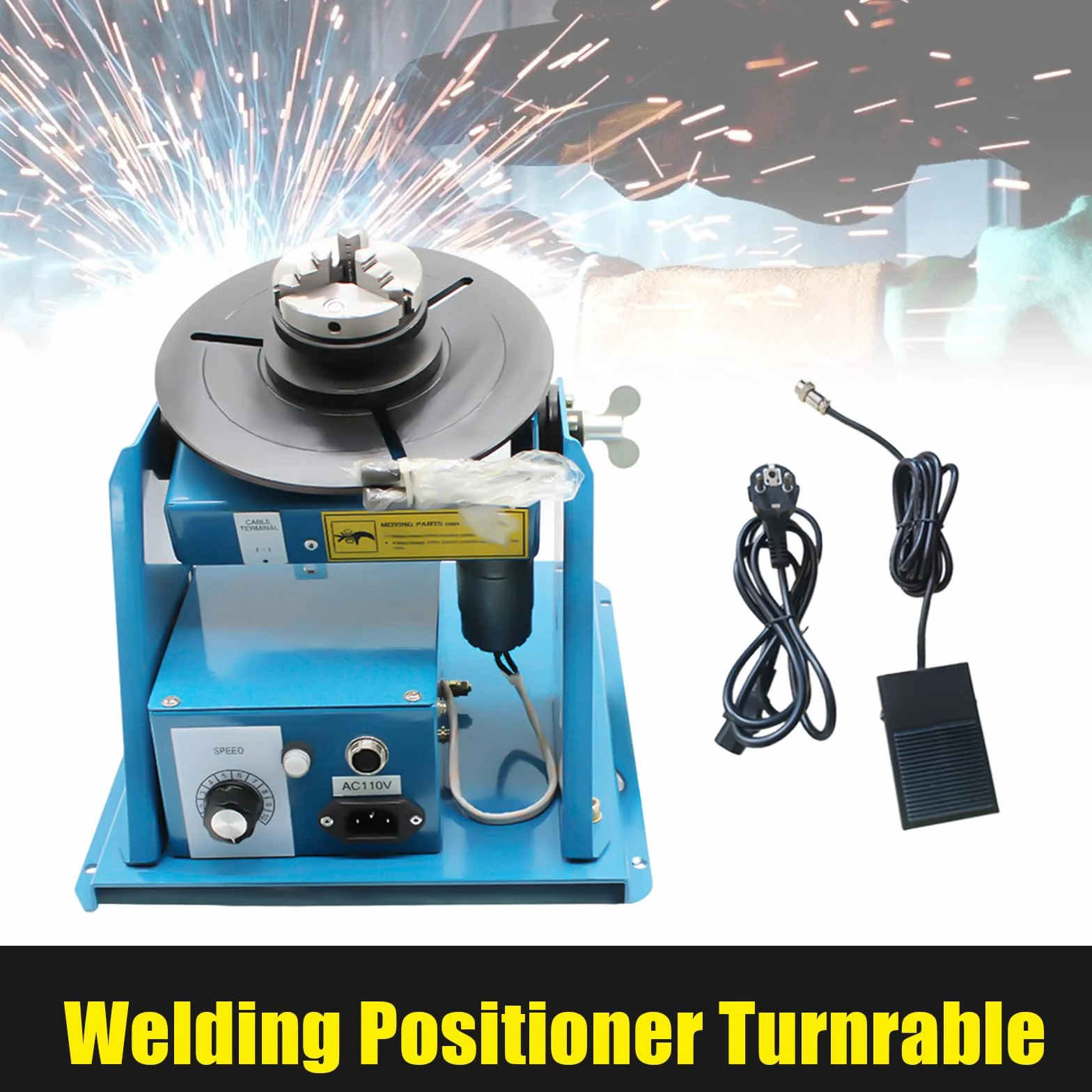 220 V stół spawalniczy pozycjoner spawalniczy 2-10 obr./min, manipulator 10 kg (poziomo) / 5 kg (pionowo), stół obrotowy 0-90°, kąt nachylenia 0-90°, uchwyt trójszczękowy do cięcia, szlifowania,