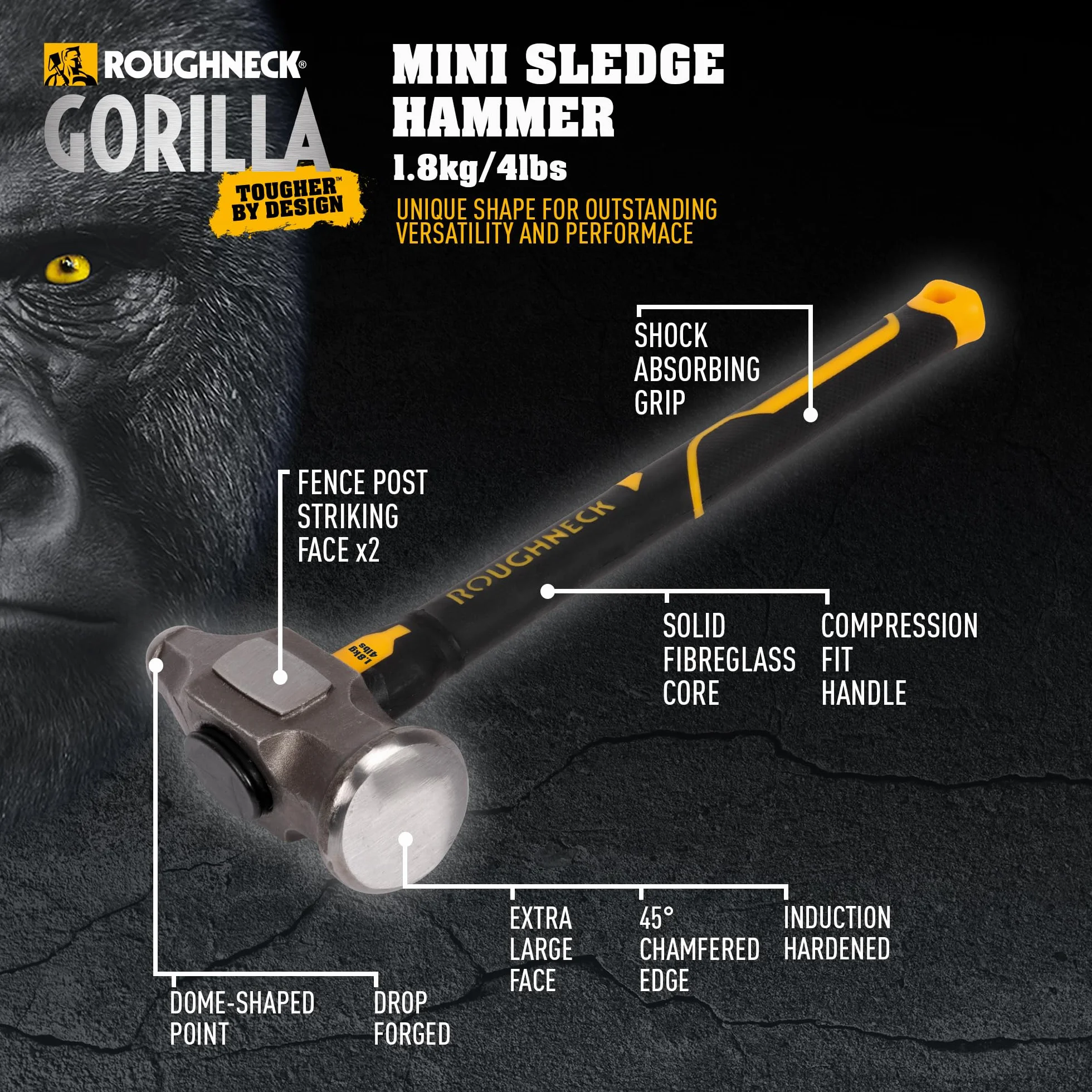 Roughneck Gorilla ROU65804 Mini młotek saneczkowy z włókna szklanego 1,8 kg z uchwytem kompresyjnym