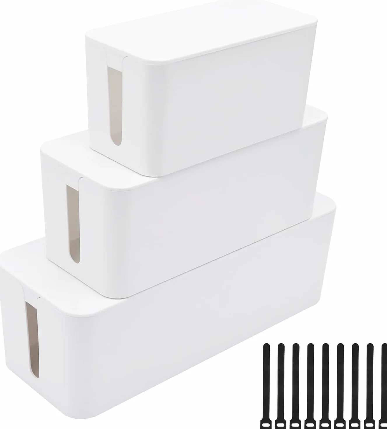 YaeCCC Organizer do zarządzania kablami, listwa zasilająca, osłona przewodów zasilających, na biurko, telewizor, komputer, koncentrator USB, kable (zestaw trzech) biały
