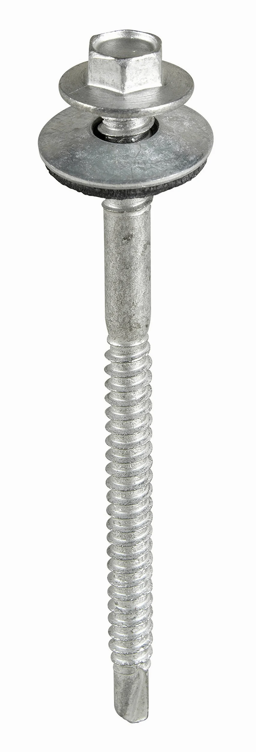 TIMco LH115W16B śruba sześciokątna nr 3 wkręt samowiercający 5,5/6,3 x 115 i M16 podkładki - srebrny ruspert (pudełko 100)
