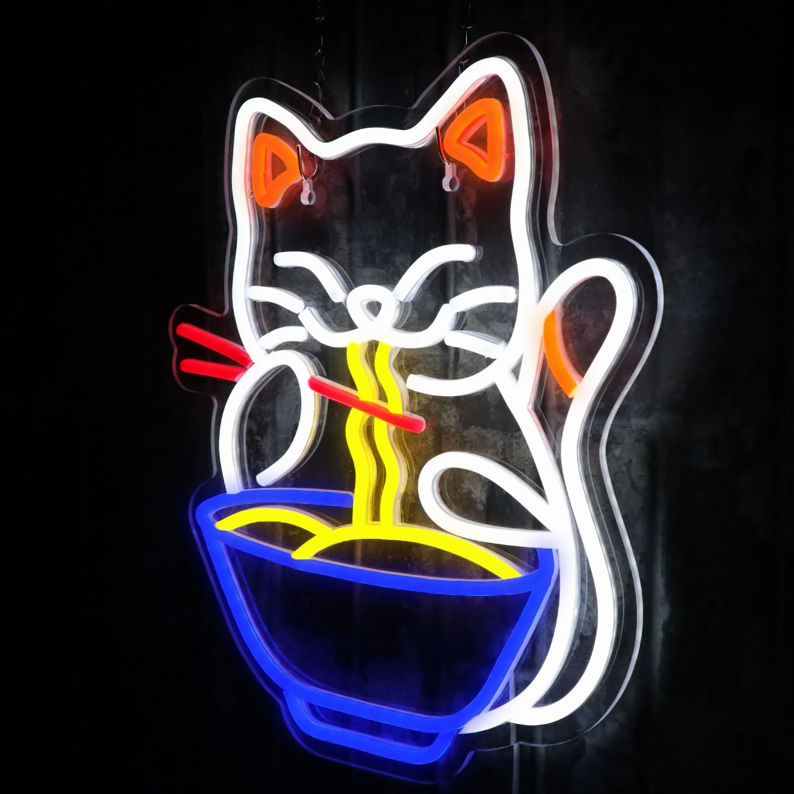 Kot Neon LED Znak Ścienny Kolorowy Makaron Restauracja Sklep Okno Kuchnia Bar