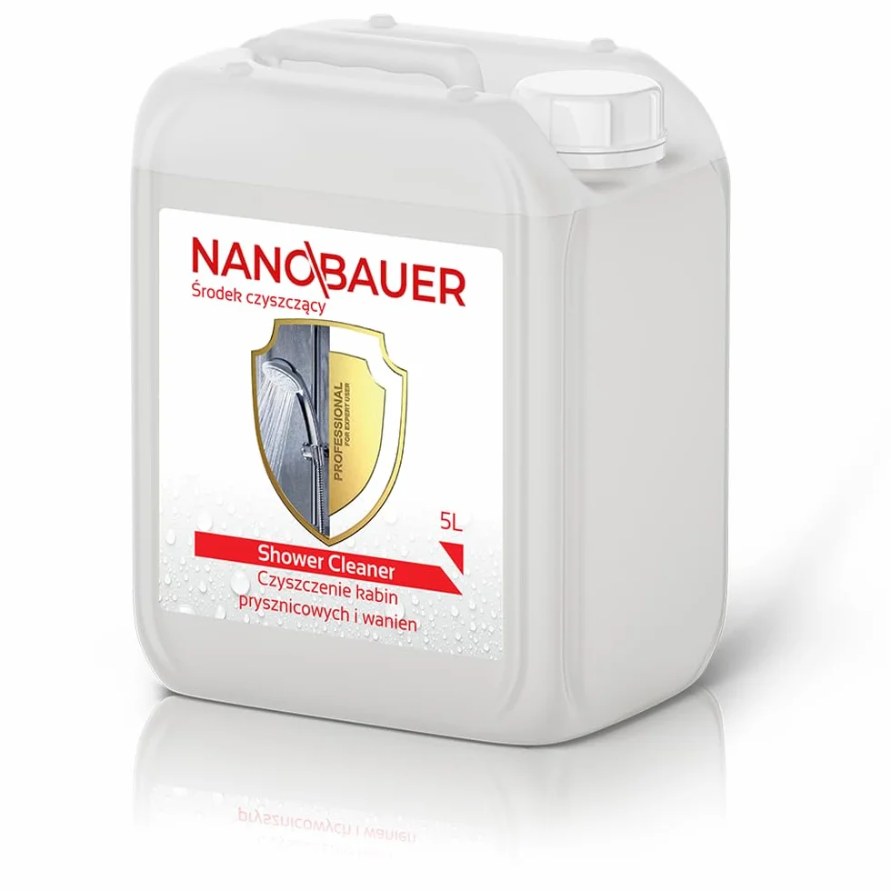 Supermocny i skuteczny środek czyszczący do kabin prysznicowych | NANOBAUER Shower Cleaner | Opakowanie uzupełniające | Środek czyszczący do kabin prysznicowych do usuwania kamienia | Pojemność 5 L