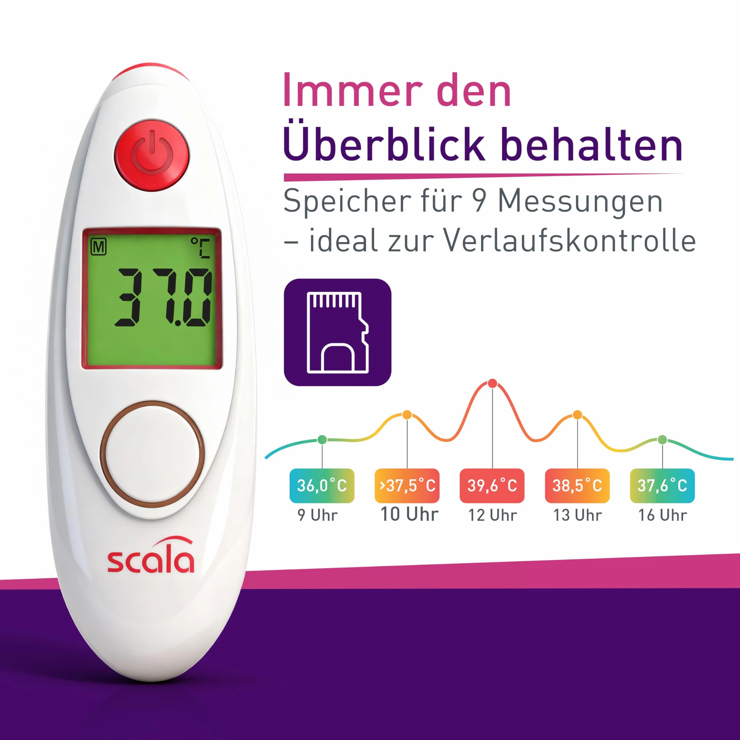 Cyfrowy termometr na podczerwień SC 8360 NFC Top Speed Night z alarmem gorączki i pamięcią danych przez aplikację