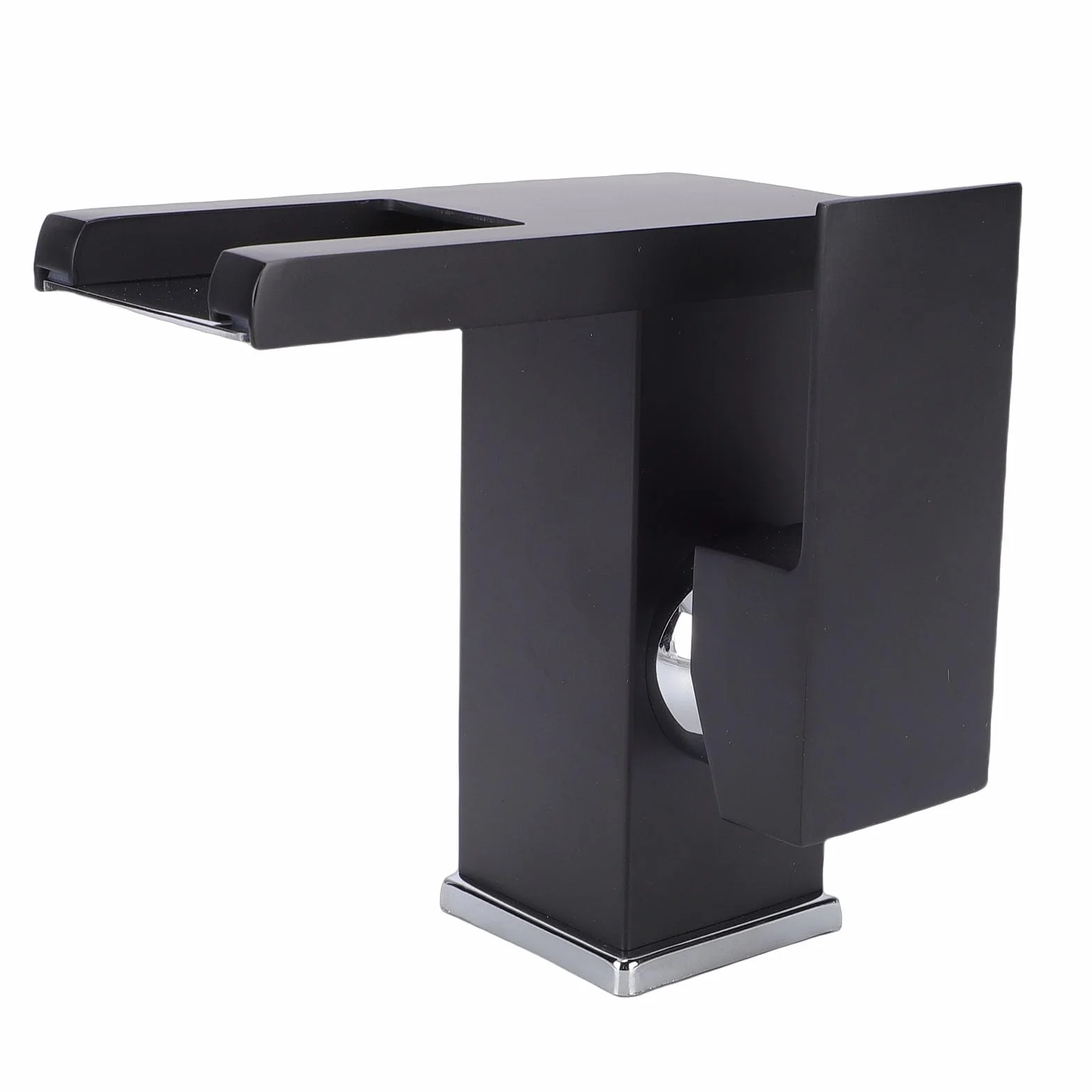 Rengue LED Bateria Umywalkowa łazienkowa z kaskadową wylewką zmieniającą Kolor w Zależności od Temperatury, Wykończenie w Kolorze Matowej Czerni, do Montażu w Jednym otworze.