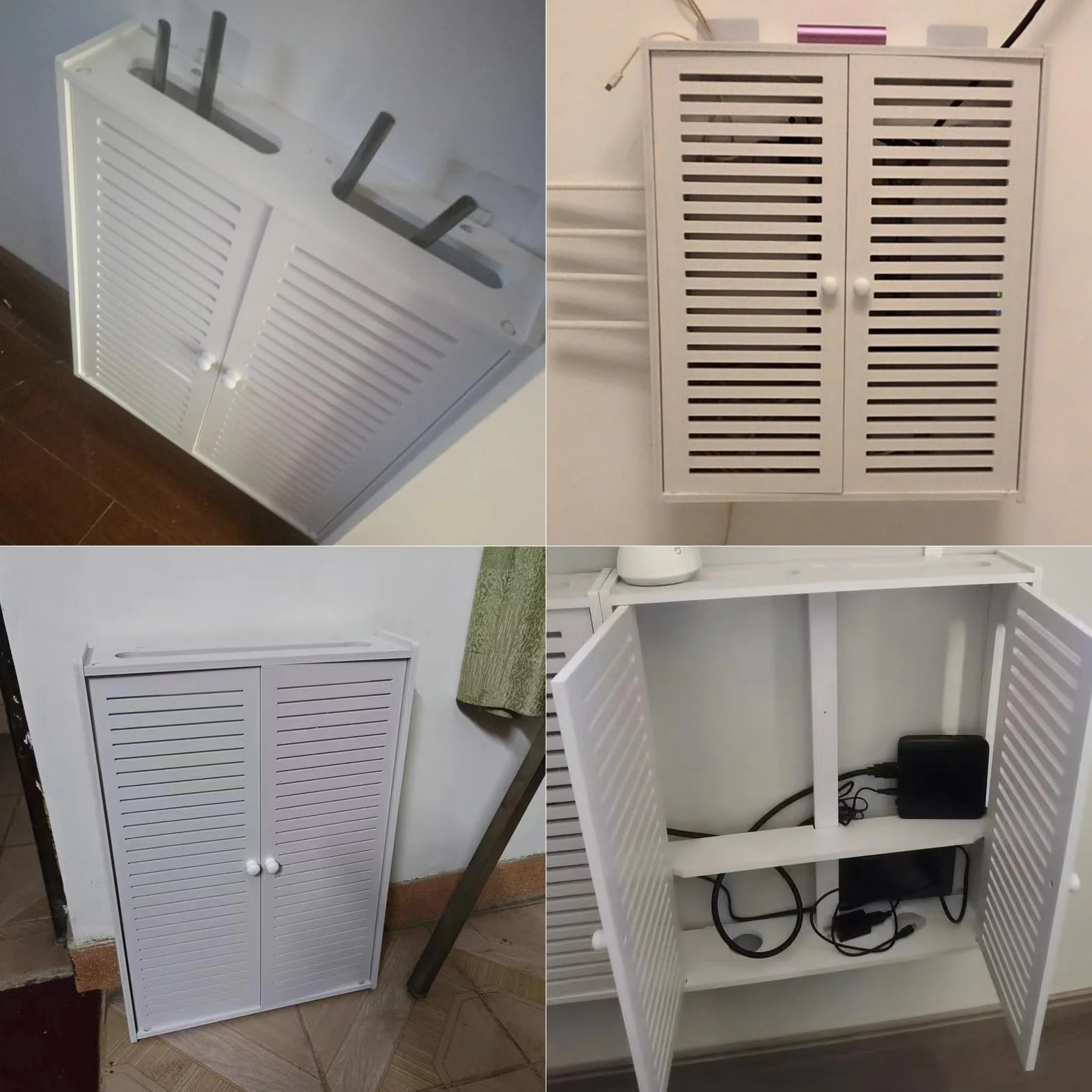 Wspornik stojaka do routera montowany na ścianie, pływająca półka ścienna, pudełko do przechowywania WiFi, osłona listwy zasilającej (rozmiar: 42 × 10 × 50 cm)