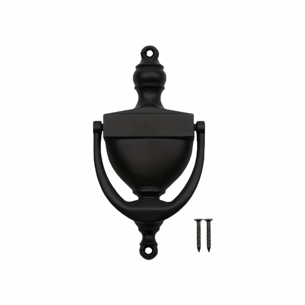 Kołatka do drzwi, żeliwna, 1 sztuka, wbudowana, antyczny pierścień do kołatki, klamka vintage do dekoracji mieszkania, 16 x 8 x 0,51 cm, czarna, szczotkowany nikiel, (10006-H-QMQ-X-B-16)