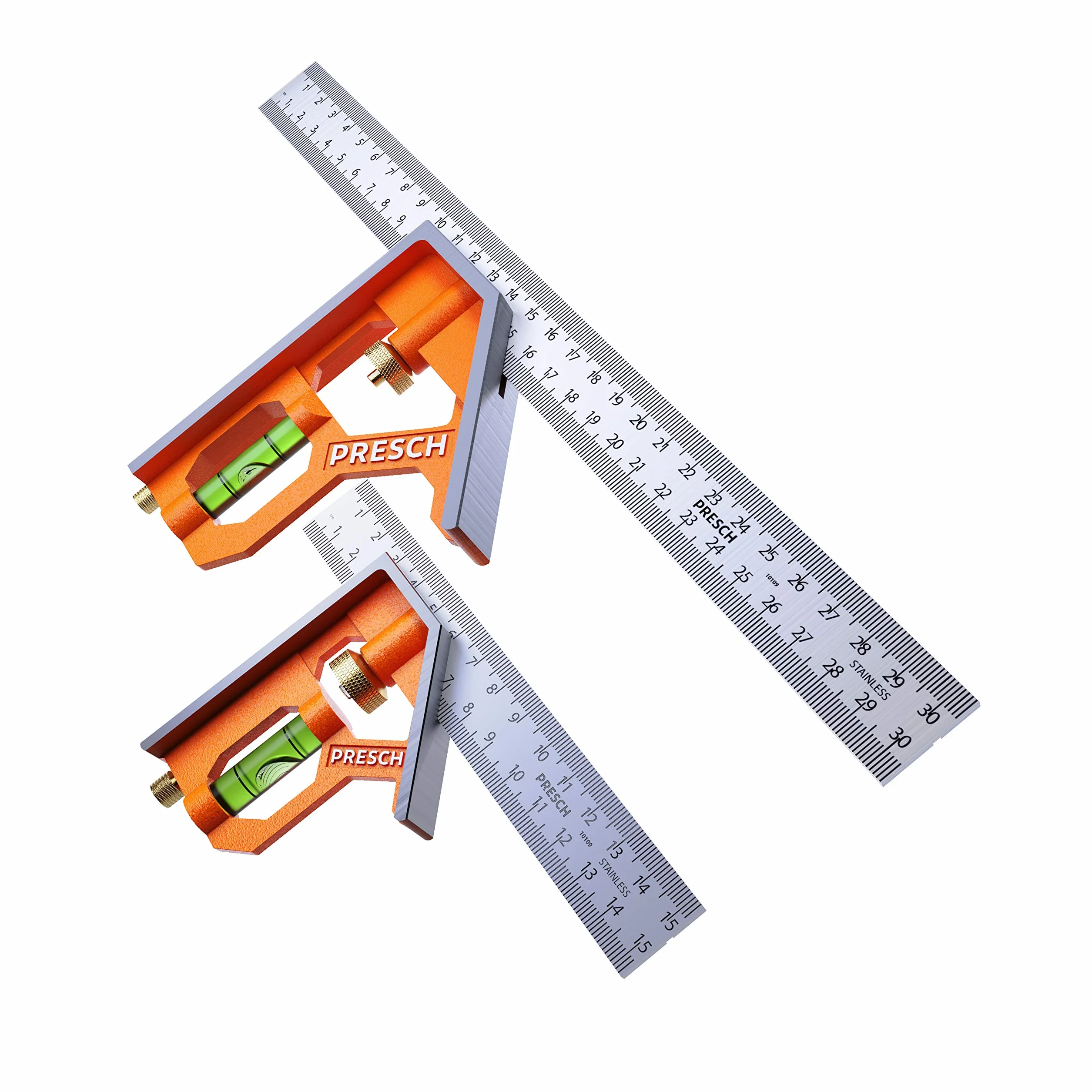 Presch Zestaw Kwadrat kombinowany 150mm & 300mm Metric - Dwa precyzyjne metalowe narzędzia stolarskie z linijką - Wypróbuj zestaw kwadratów - Wysokiej jakości narzędzie pomiarowe