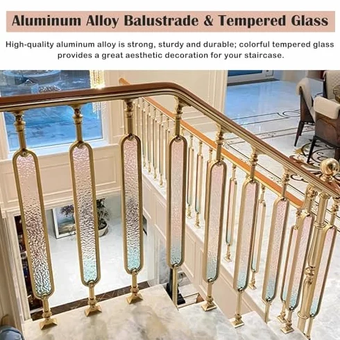 Balustrady schodowe ze złotymi metalowymi kolorami w żywych kolorach - 10 x 80 cm - nowoczesna dekoracyjna poręcz wejściowa do willi, 90 cm, 20 sztuk