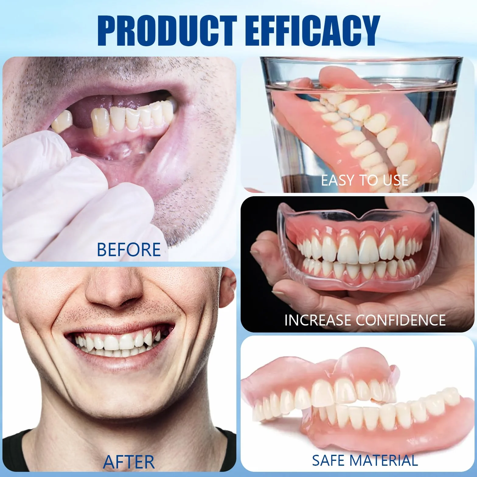 Furzero Bikenda zestaw do modyfikacji protez zębowych Gebiss Denture Silicone Reline Kit Silikonowe protezy zębowe Kompletne silikonowe protezy zębowe Protezy dla ludzi W zestawie z 1 pomarańczową