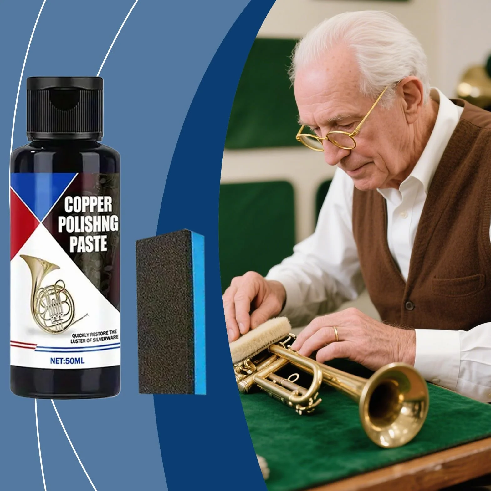 Środek czyszczący do mosiądzu – środek do czyszczenia miedzi - 50 ml środek czyszczący do czyszczenia bez zarysowań do urządzeń chromowanych, zegarek, stal nierdzewna, aluminium