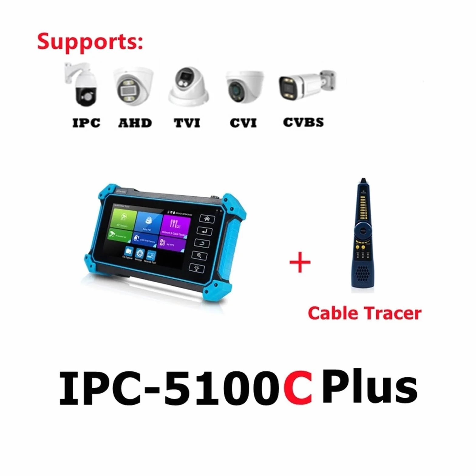 Tester CCTV, IPC-5200C Tester CCTV IPC Plus | Z 8MP AHD CVI TVI SDI Tester kamery 12MP Tester kamery IP 5,4" Ekran dotykowy Tester kabla do testowania kamer CCTV i IP.