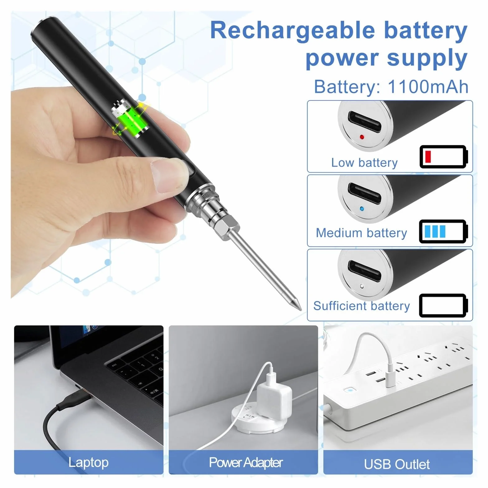 Bezprzewodowy Zestaw Lutownicy USB Szybkie Nagrzewanie Lutownica Z Grotami Lutowniczymi Regulacja Temperatury Narzędzie Do Naprawy Lutownicy
