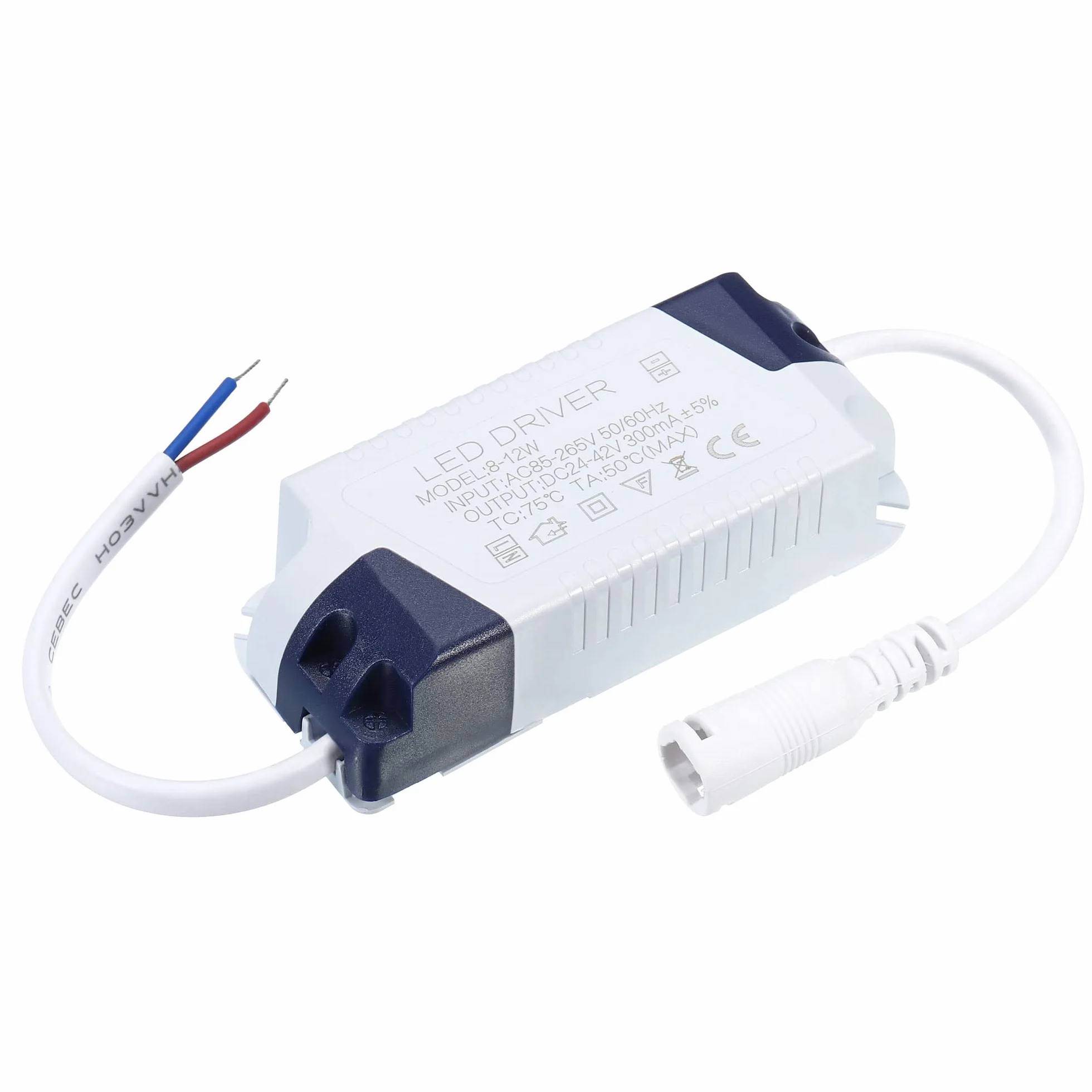 PATIKIL Napęd LED 8-12 W 300 mA, wyjście AC 85-265 V 24-42 V DC żeńskie złącze stały prąd zaczerwienienie transformator zewnętrzny zasilacz LED lampa sufitowa