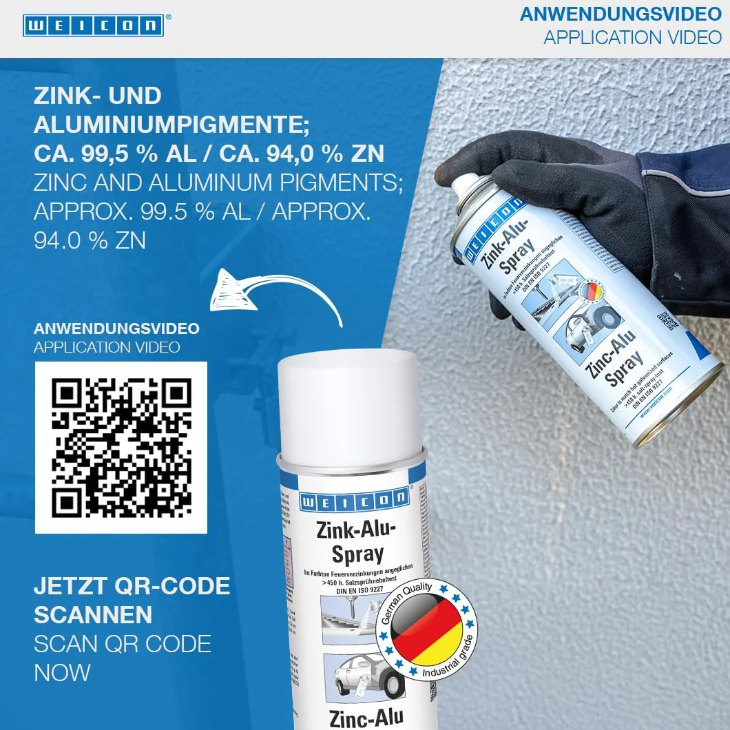 WEICON Spray cynkowo‑aluminiowy 400 ml, ochrona antykorozyjna metali, kolor: świeże cynkowanie ogniowe